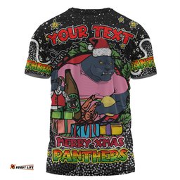 Amazing Aussie Penrith Panthers Christmas Custom T-shirt - Merry Christmas Our Beloved Team With Aboriginal Dot Art Pattern T-shirt
