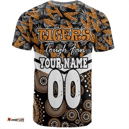 Amazing Aussie Wests Tigers T-Shirt - Tropical Patterns And Dot Painting Eat Sleep Rugby Repeat