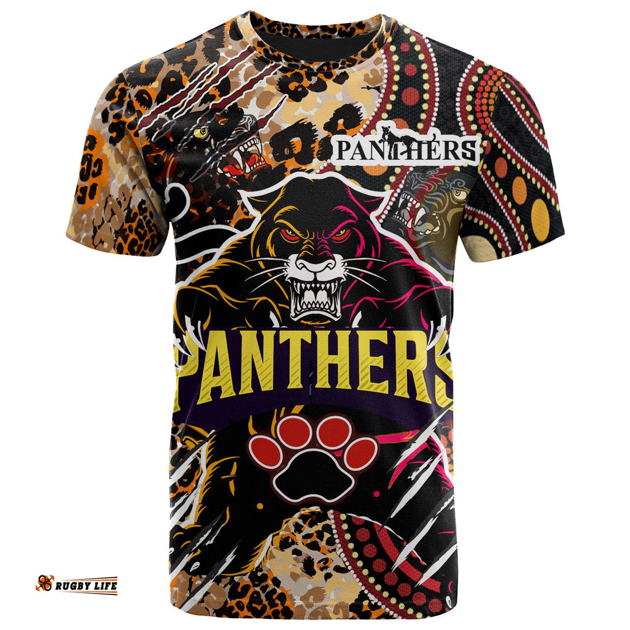 panthers rugby league football club t shirt the indigenous wild black panthers scratch style