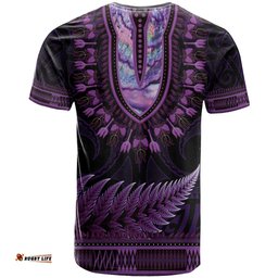 purple african dashiki with aotearoa maori t shirt paua shell mix silver fern