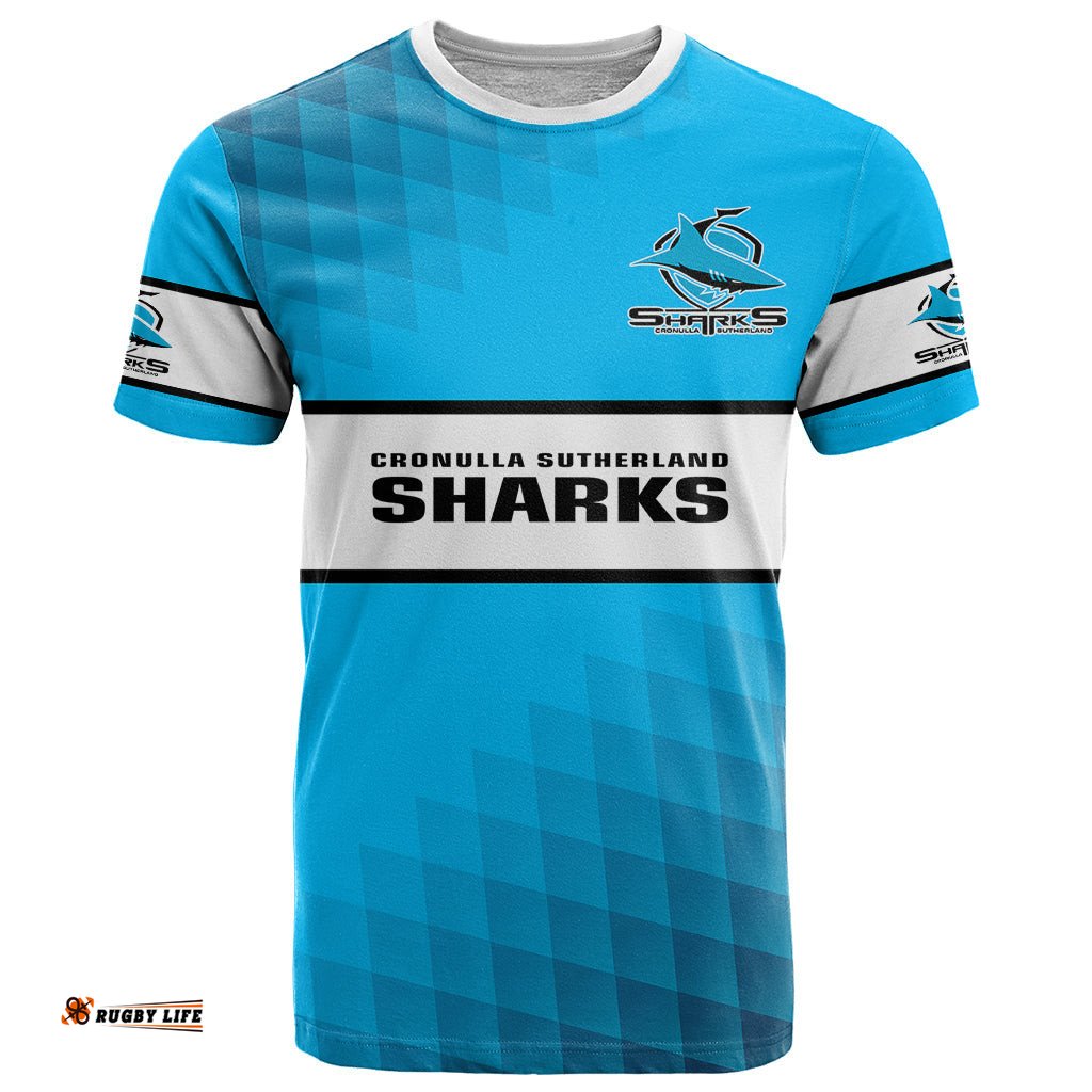 personalised sharks rugby t shirt go sharkies sporty version