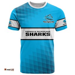 personalised sharks rugby t shirt go sharkies sporty version