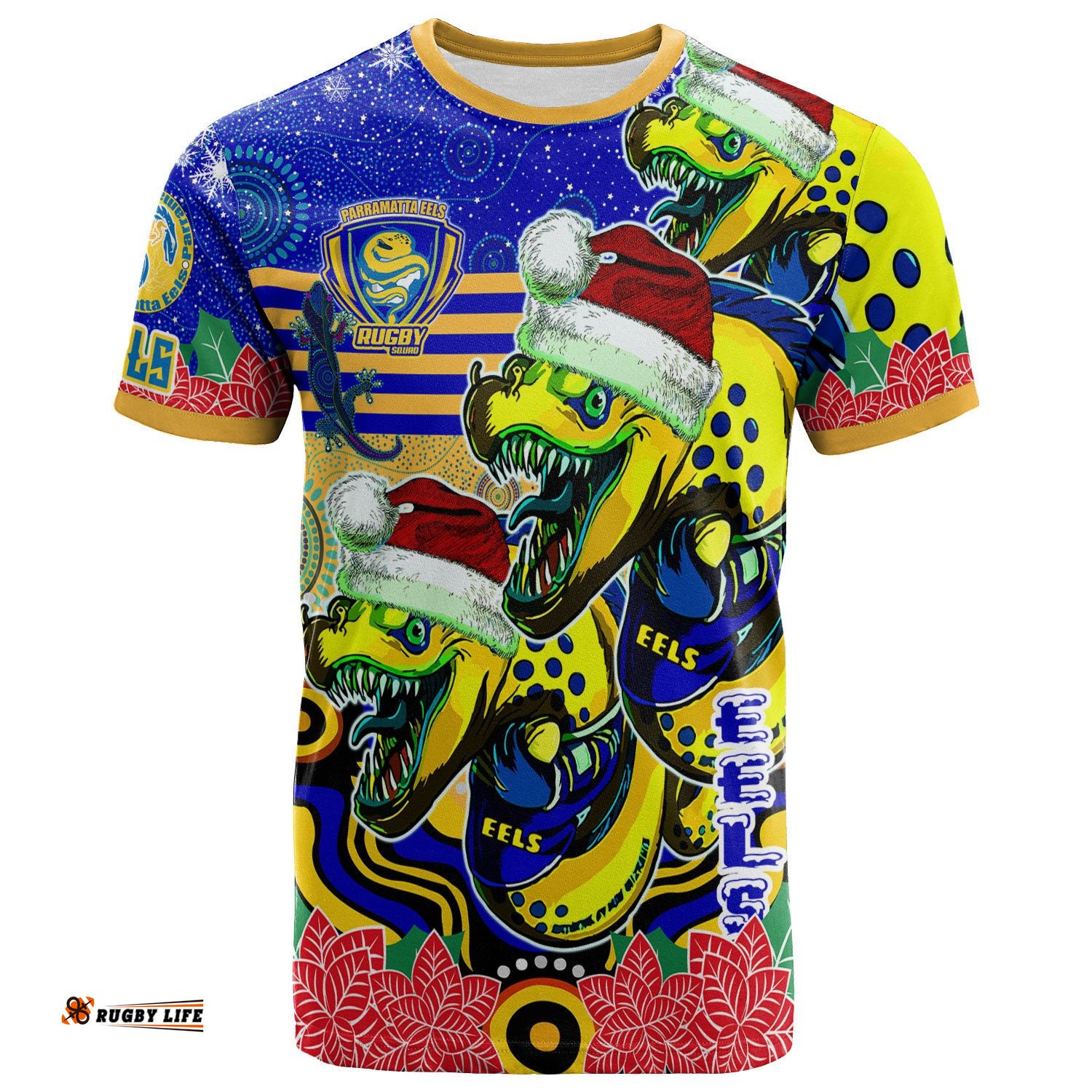 parramatta eels rugby christmas t shirt custom christmas super eels squad indigenous t shirt