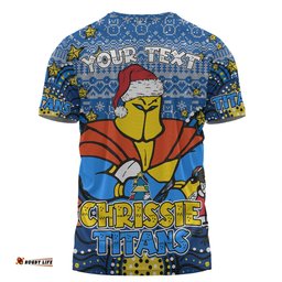 Amazing Aussie Gold Coast Titans Christmas Custom T-shirt - Christmas Knit Patterns Vintage Jersey Ugly T-shirt