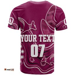 personalised qld maroons rugby indigenous t shirt kangaroo mix boomerang