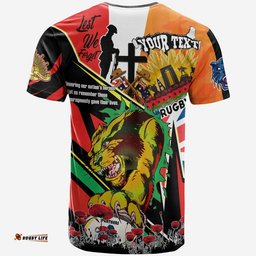 panthers rugby t shirt custom remembrance panthers anzac quote with poppy and rosemary t shirt