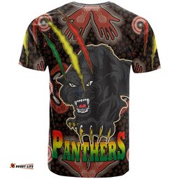 panthers rugby t shirt personalised photo panther with aboriginal dot design background t shirt