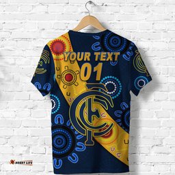 custom personalised claremont football club t shirt tigers indigenous version navy custom text and number