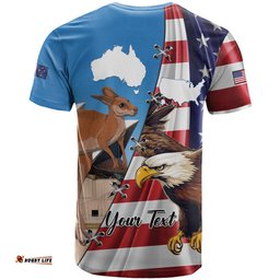 personalised united states and australia t shirt usa eagle with aussie kangaroo