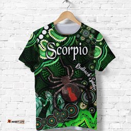 custom personalised australian astrology t shirt scorpio redback spider zodiac aboriginal vibes green