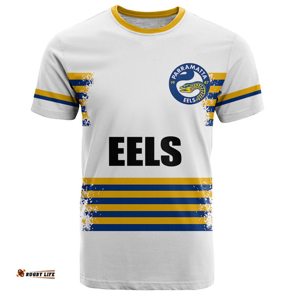 custom personalised and number eels nrl t shirt 2023 simple white style