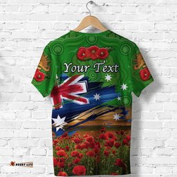 custom personalised australia aboriginal anzac t shirt poppy vibes green