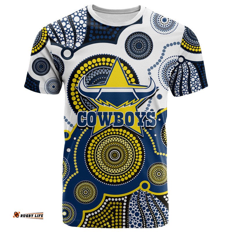custom personalised and number cowboys rugby t shirt aboriginal