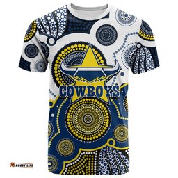 custom personalised and number cowboys rugby t shirt aboriginal