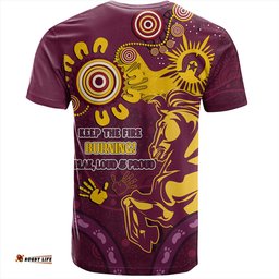 Amazing Aussie Brisbane Broncos T-Shirt Aboriginal Indigenous Naidoc Week Dreamtime Dot Painting With Flag