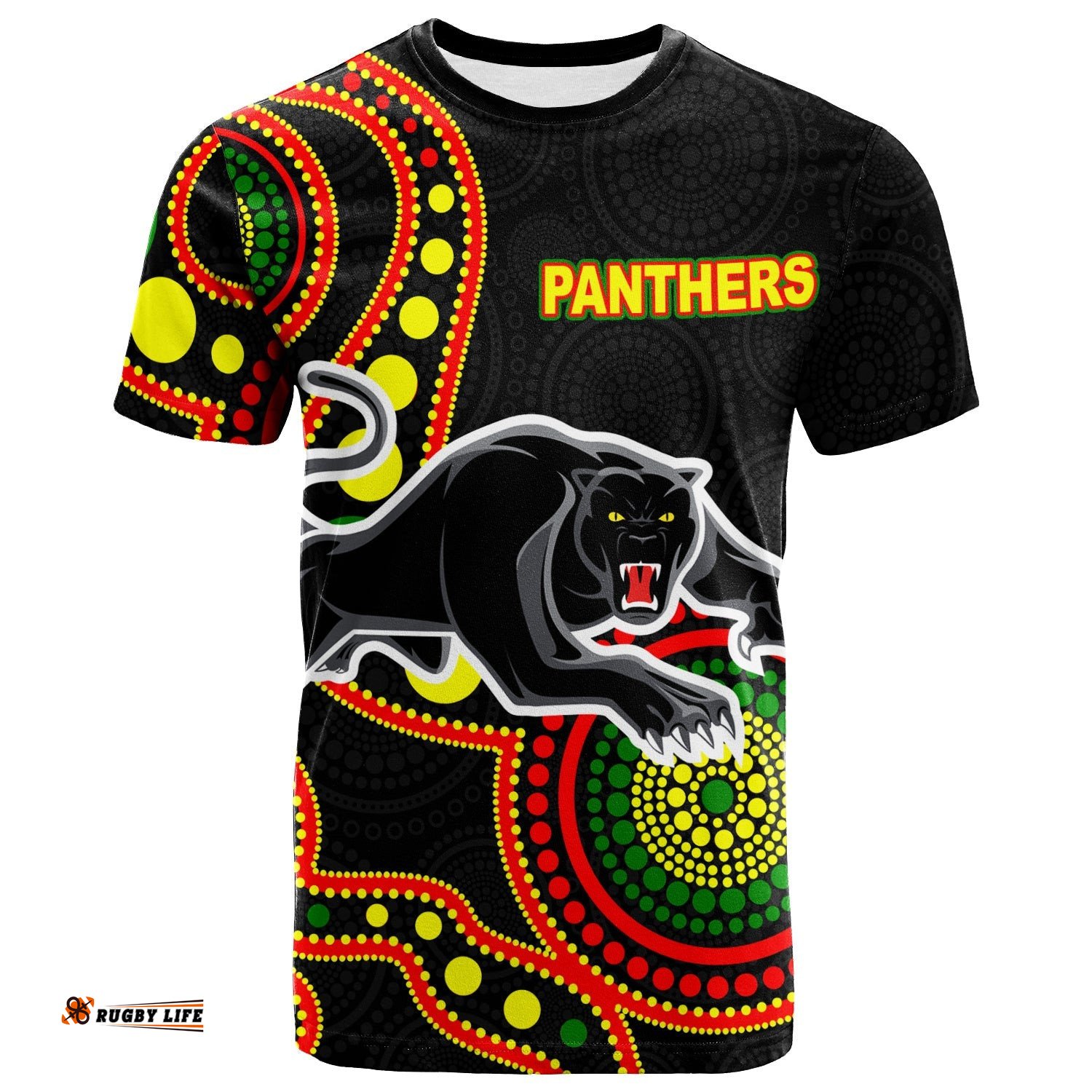 panthers t shirt aboriginal dot painting