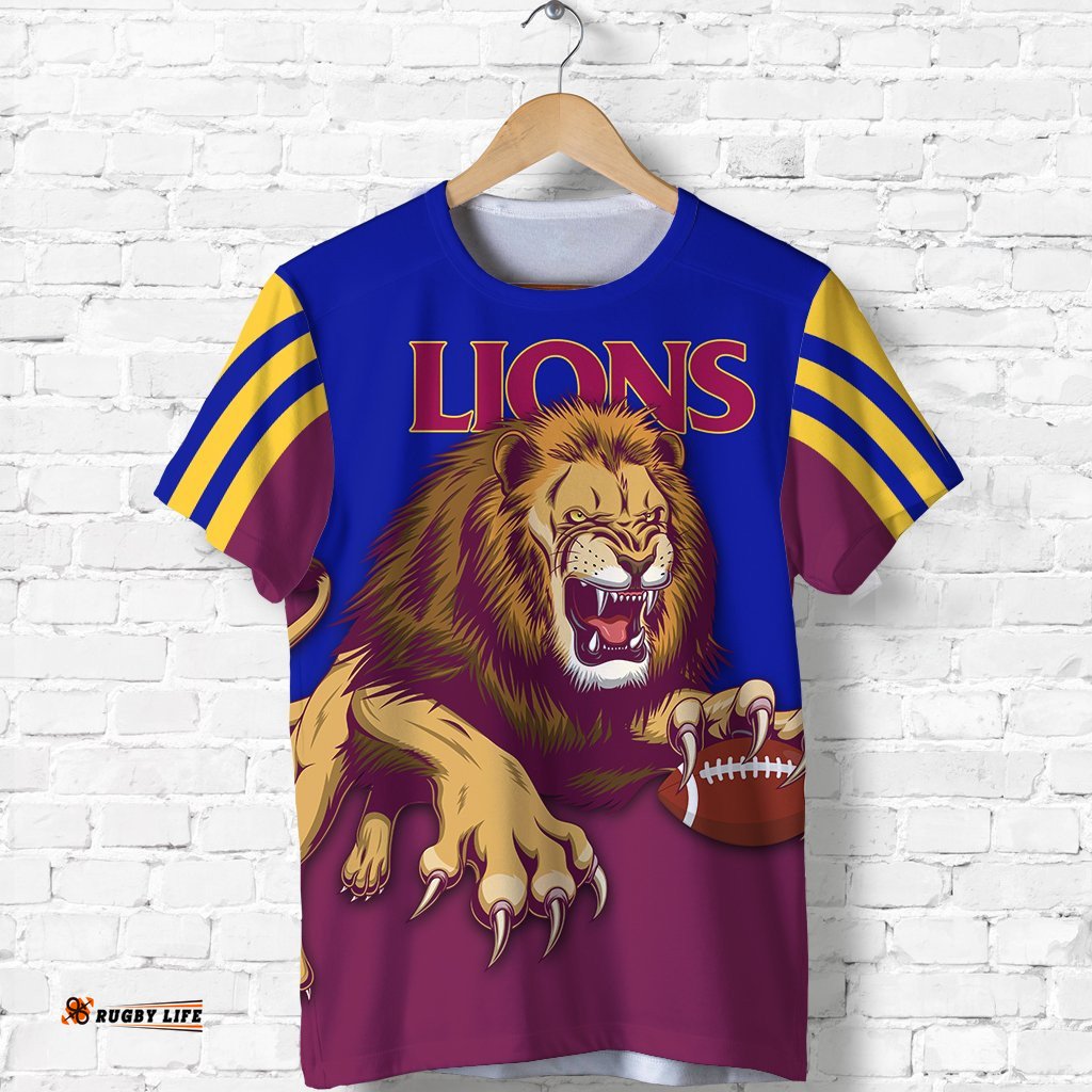 custom personalised brisbane t shirt lions three stripes
