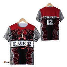 custom personalised dragons t shirt st. george aboriginal sport style ver.2