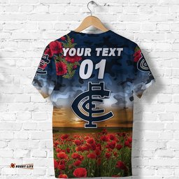 custom personalised carlton blues anzac t shirt poppy vibes