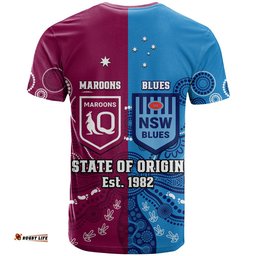 qld maroons and nsw blues rugby t shirt state of origin indigenous