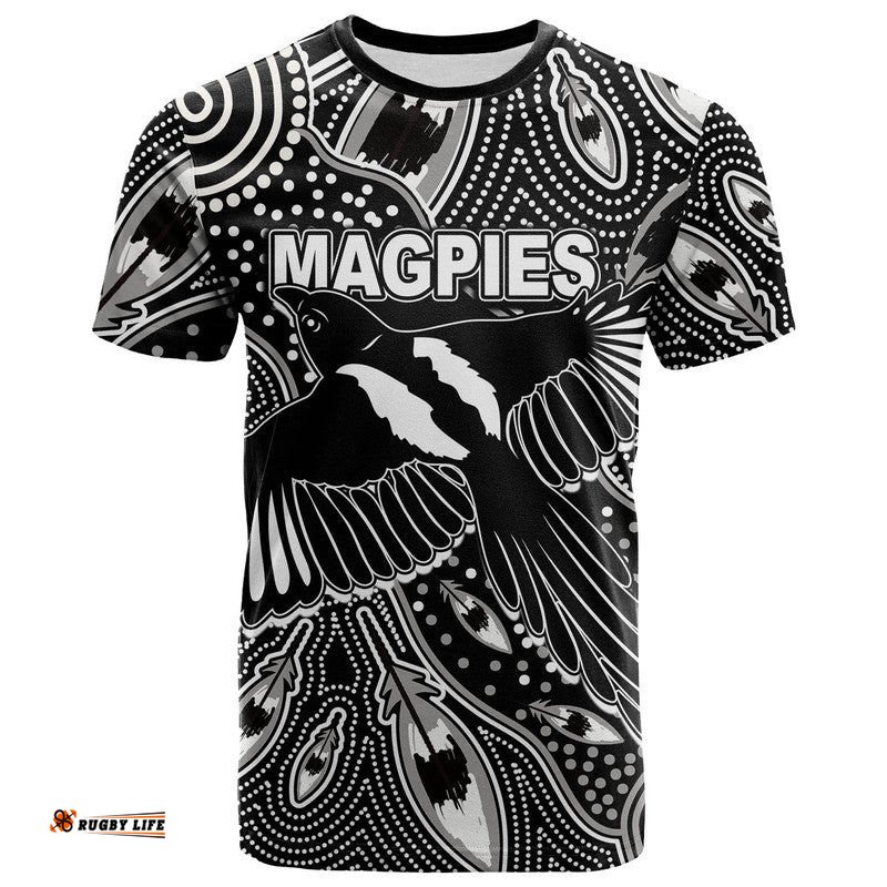 custom personalised collingwood magpies t shirt aboriginal art