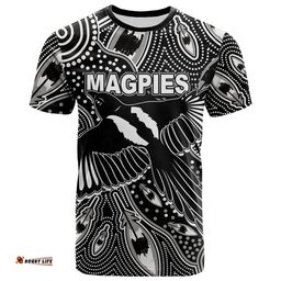 custom personalised collingwood magpies t shirt aboriginal art