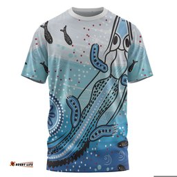 Amazing Aussie Australia Crocodile T-shirt - Aboriginal Dot Artwork With Crocodile T-shirt