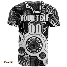 custom personalised and number magpies afl t shirt aboriginal patterns