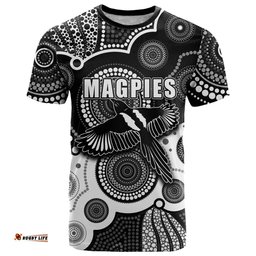 custom personalised and number magpies afl t shirt aboriginal patterns