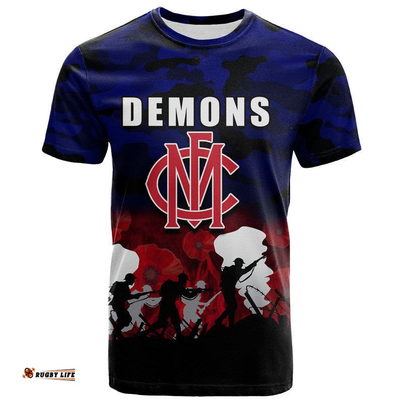 custom personalised afl anzac day t shirt demons army style