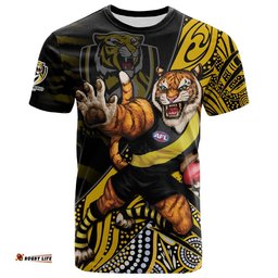 custom text and number richmond football t shirt aboriginal go the tigers mascot