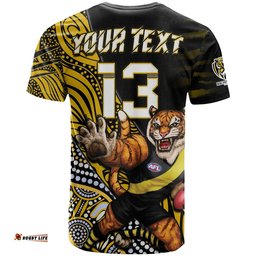 custom text and number richmond football t shirt aboriginal go the tigers mascot