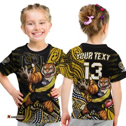 custom text and number richmond football t shirt aboriginal go the tigers mascot