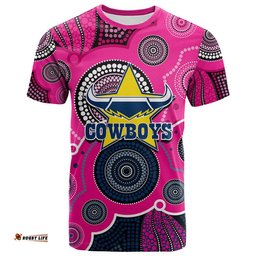 custom personalised and number cowboys rugby t shirt aboriginal pink jersey
