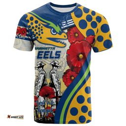 parramatta eels aboriginal rugby anzac t shirt indigenous with poppy nrl 0