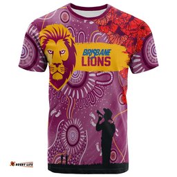 custom personalised brisbane lions indigenous anzac day t shirt we will remember