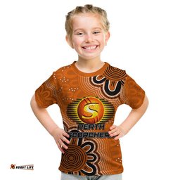 custom personalised and number scorchers cricket t shirt aboriginal orange
