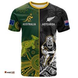 custom personalised australia rugby mix aotearoa rugby t shirt wallabies all black special version