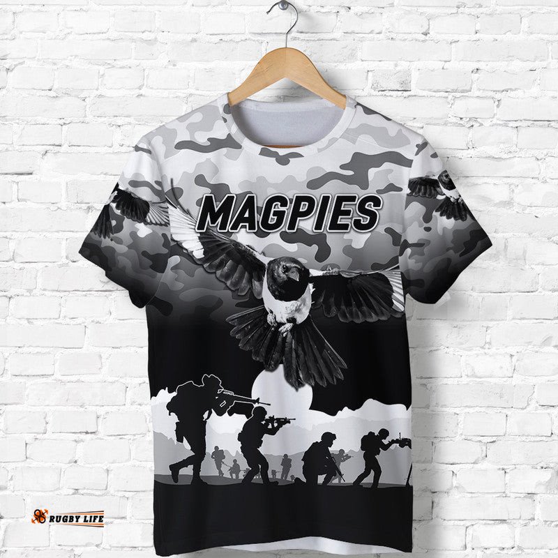 custom personalised collingwood magpies anzac t shirt simple style
