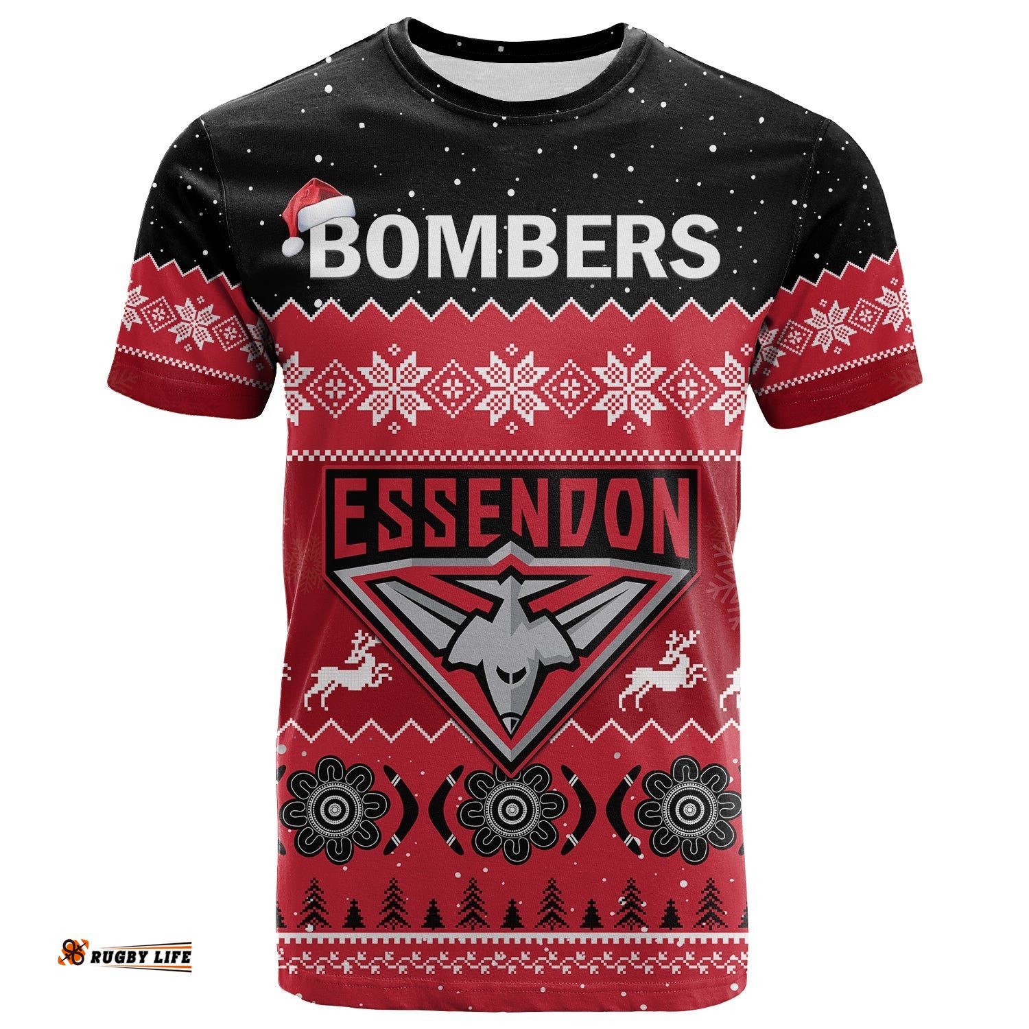 custom personalised essendon football t shirt bombers indigenous merry christmas
