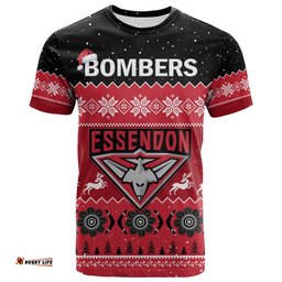custom personalised essendon football t shirt bombers indigenous merry christmas