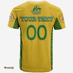 custom personalised and number australia soccer t shirt aboriginal dot patterns