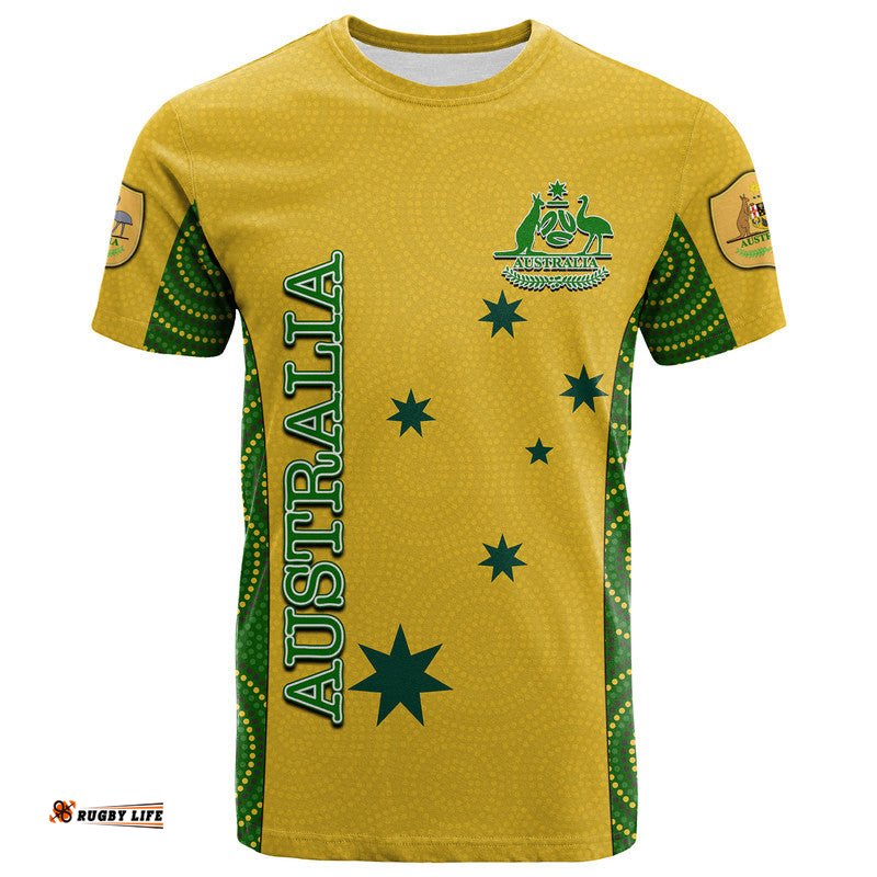 custom personalised and number australia soccer t shirt aboriginal dot patterns