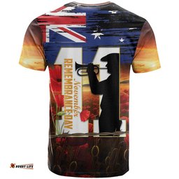 australia rememberance day t shirt 11 november poppy field with last post