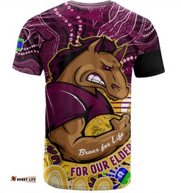 Amazing Aussie Brisbane Broncos Naidoc Week Custom T-shirt - Brisbane Broncos For Our Elders Aboriginal Inspired T-shirt