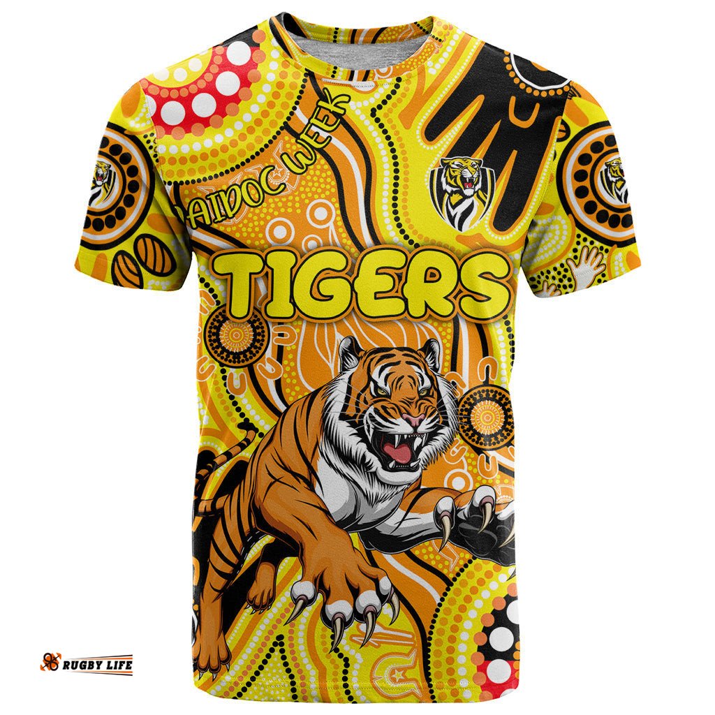 personalised naidoc week 2024 richmond tiger t shirt australian aboriginal hand painting dt02