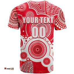 custom personalised and number swans afl t shirt aboriginal patterns