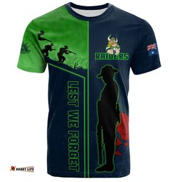 Amazing Aussie Canberra Raiders T-Shirt - Anzac Day Lest We Forget Poppy