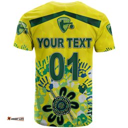 custom personalised australia cricket t shirt aboriginal style unique yellow