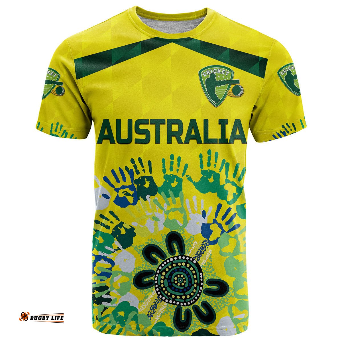 custom personalised australia cricket t shirt aboriginal style unique yellow